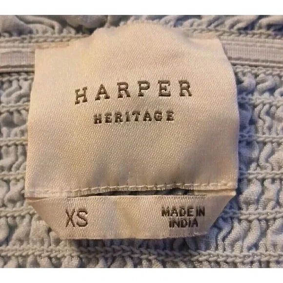 HARPER HERITAGE Blue Cropped Smocked Tie Tank Ruffle Women's Size XS - Picture 5 of 7